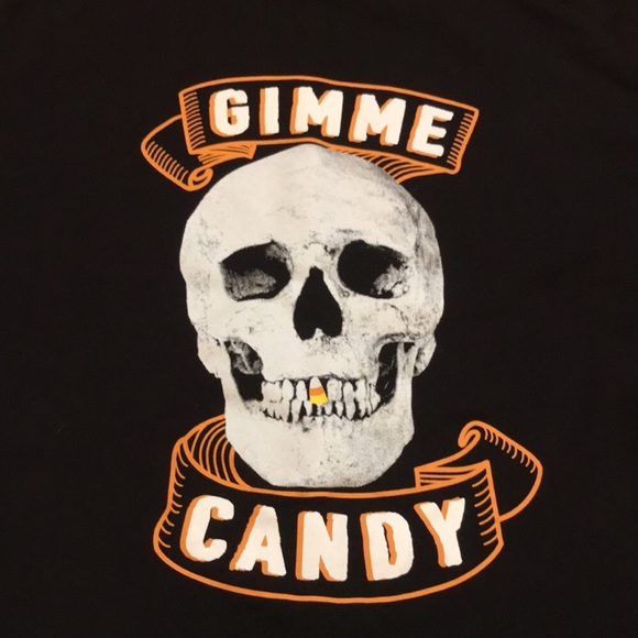 Halloween Skull Gimme Candy T-shirt - Picture 2 of 7